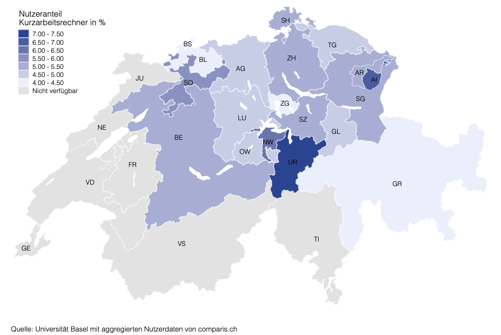 Betroffenheit Kurzarbeit Kantone
